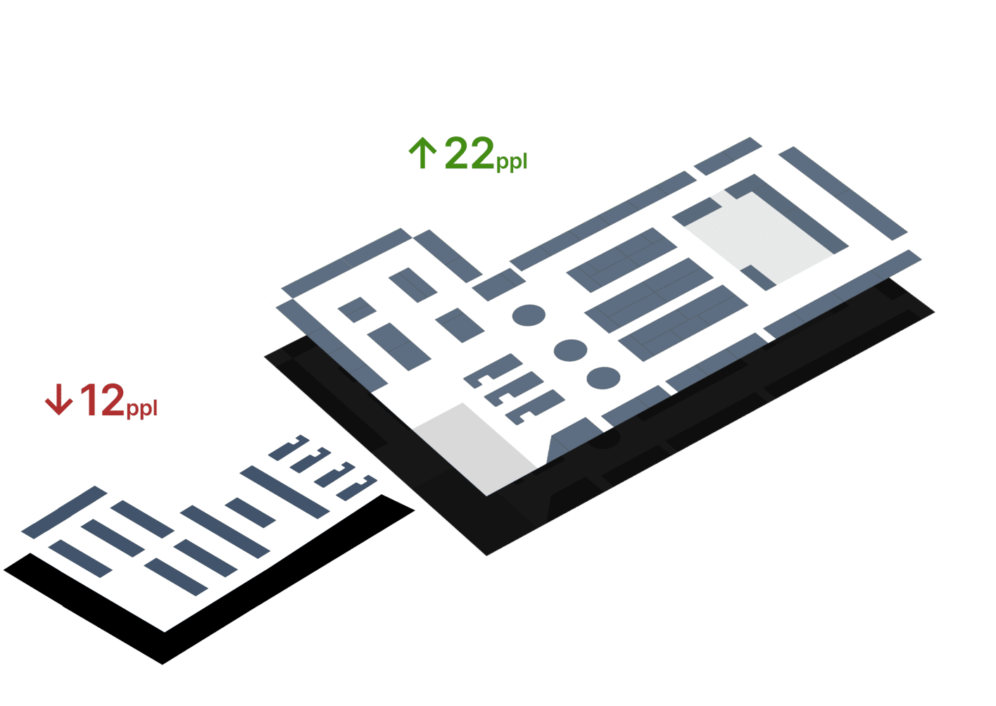 Two floor plans with different layouts and client information, allowing for comparison.